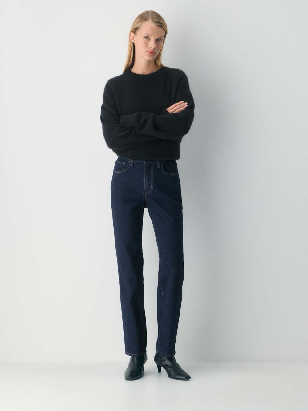 Denim Forum Woman Dark Wash Hi-Rise Straight Cigarette Jean US27 Classic Preppy